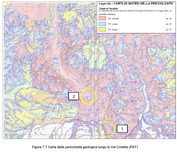 La mappa delle penalità (P) per la valle del Vanoi